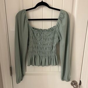 Altar'd State Light Green Smocked Blouse